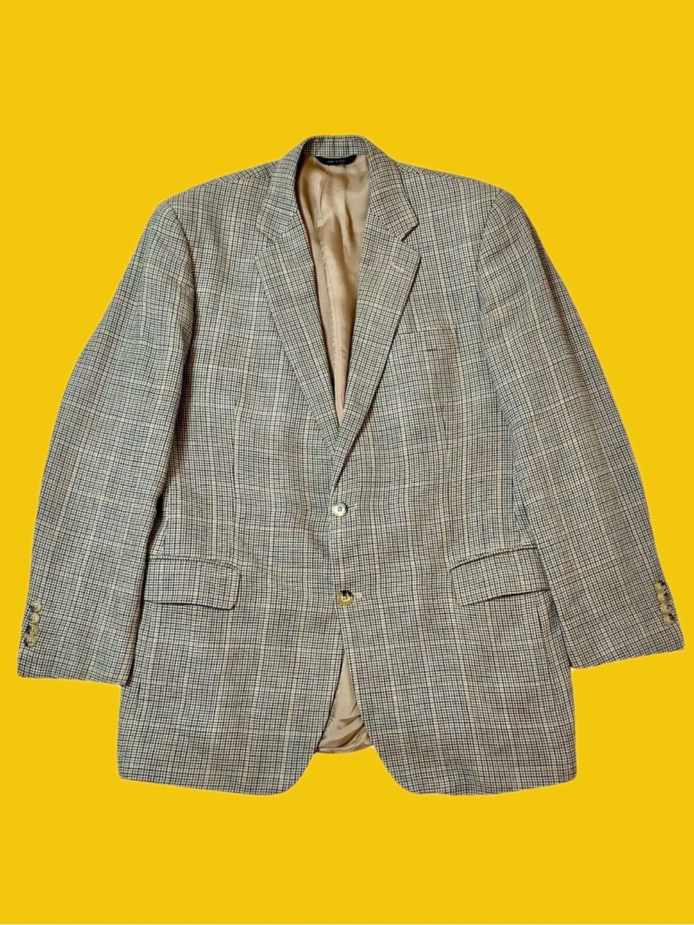 Brooks Brothers Italy Wool Silk Linen Houndstooth Sport Coat Blazer 42R